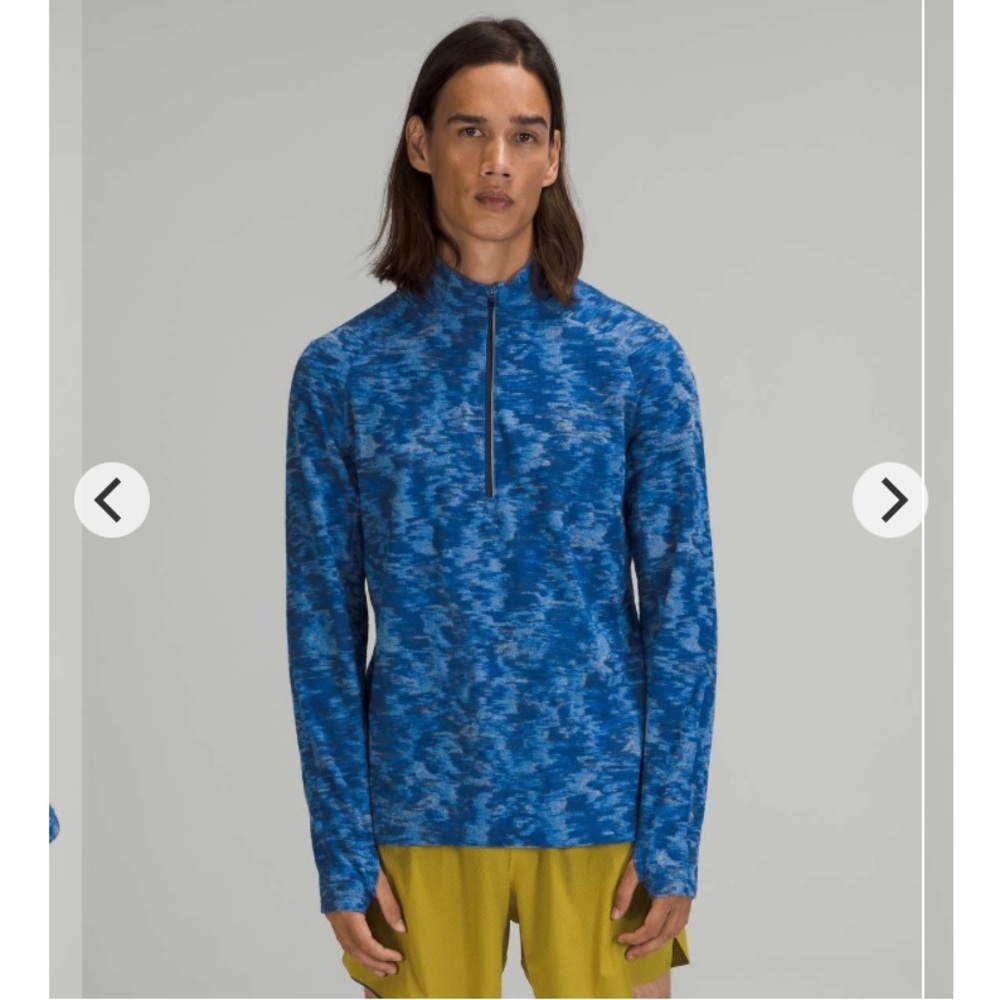 Lululemon Surge Warm 1/4 Zip Pullover Blue Heather Men’s Medium Running